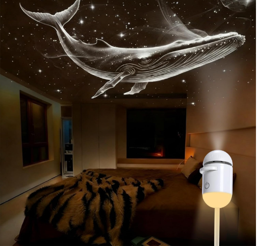 2-in-1 Galaxy Star Projector Night Light with Replaceable Slides – Mini Starry Sky LED Lamp